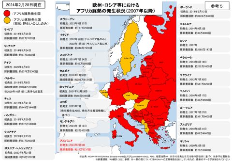【参考5】欧州・ロシア等におけるASFの発生状況