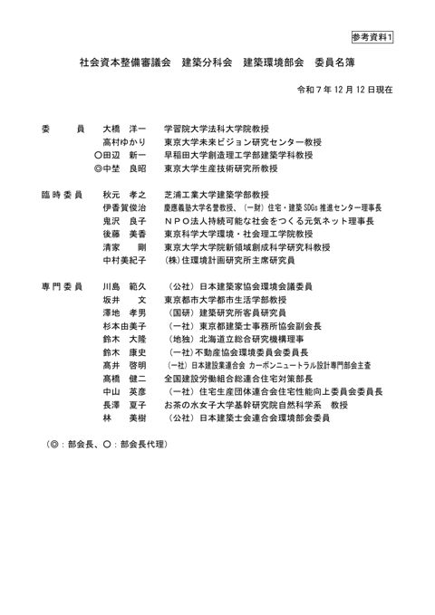 参考資料1_建築分科会建築環境部会委員名簿