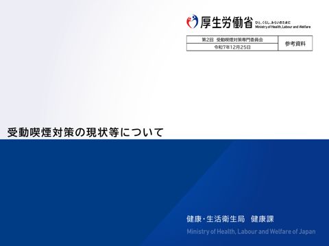 【参考資料】 受動喫煙対策の現状等について［PDF形式：1.1MB］