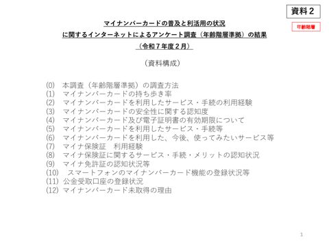 資料2 マイナンバーカードの普及と利活用の状況に関するインターネットによるアンケート調査の結果（令和7年度）
