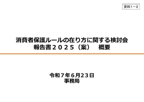 消費者保護ルールの在り方に関する検討会報告書2025（案）概要