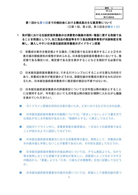 【資料1】第1回から第4回までの検討会における構成員の主な意見等について