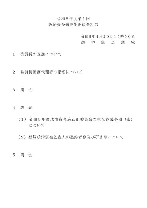 議事次第 の表紙
