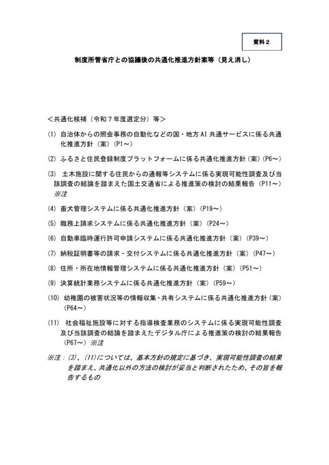 制度所管省庁との協議後の共通化推進方針案等（見え消し）（内閣官房デジタル行財政改革会議事務局提出資料）（PD2,446KB）