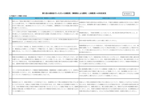【参考資料２】第５回小委員会でいただいた御意見（事務局による要約）と御意見への対応状況