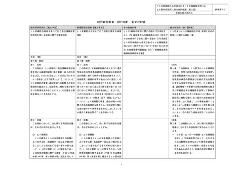 参考資料３ 統合新指針案・現行指針 条文比較表［PDF形式：351KB］
