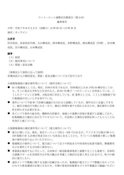 議事概要 の表紙