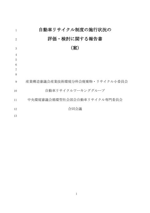 自動車リサイクル制度の施行状況の評価・検討に関する報告書（案）
