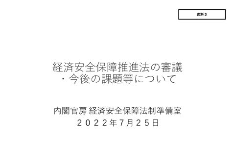 経済安全保障推進法の審議・今後の課題等について