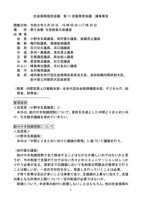議事要旨 の表紙
