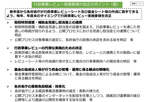 行政事業レビュー実施要領の改正のポイント（案）
