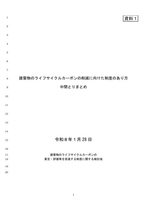 建築物のライフサイクルカーボンの削減に向けた制度のあり方 中間とりまとめ（令和８年１月28日）