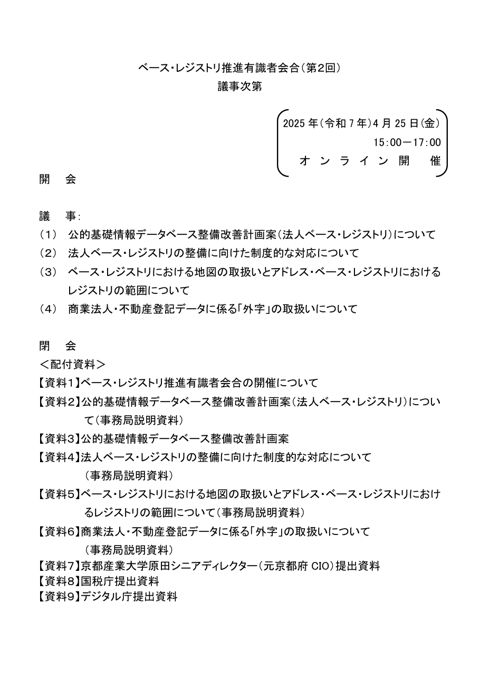 議事次第（第2回）