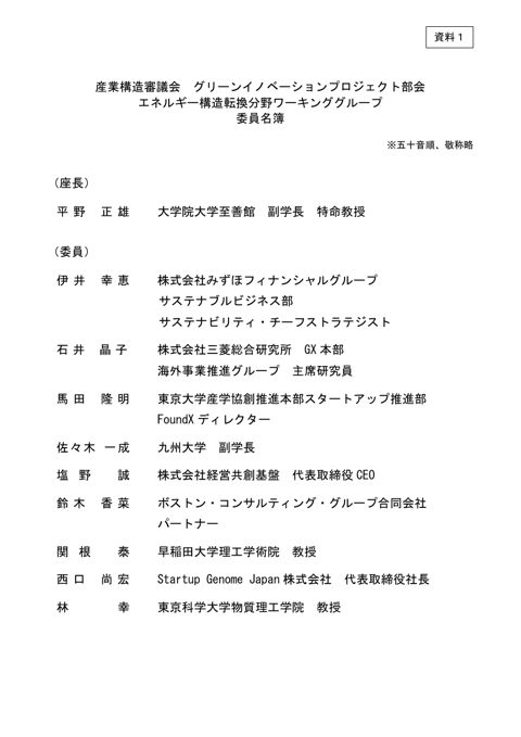 資料1 委員名簿