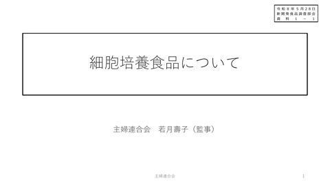 資料1-1 主婦連合会 提供資料 の表紙