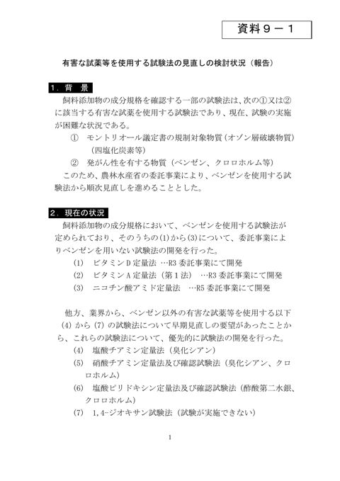 飼料添加物の試験法の改正（案）