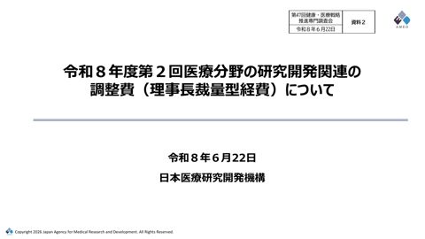 令和８年度第２回医療分野の研究開発関連の調整費（理事長裁量型経費）について（AMED提出資料）