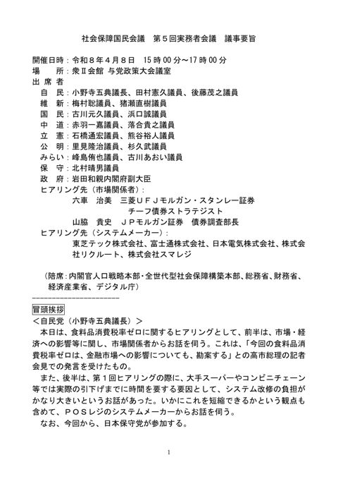 議事要旨 の表紙