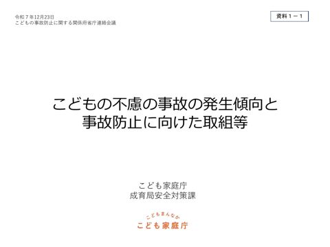 【資料1-1】こどもの不慮の事故の発生傾向と事故防止に向けた取組等（こども家庭庁）