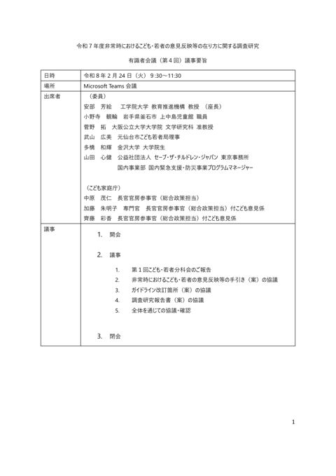 議事要旨 の表紙