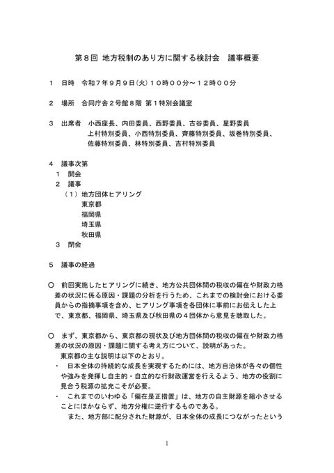 議事概要 の表紙