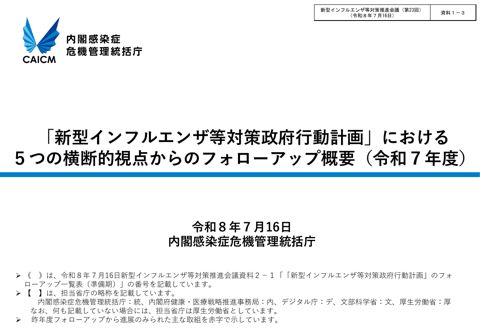 資料１－３_「新型インフルエンザ等対策政府行動計画」における５つの横断的視点からのフォローアップ概要（令和７年度）