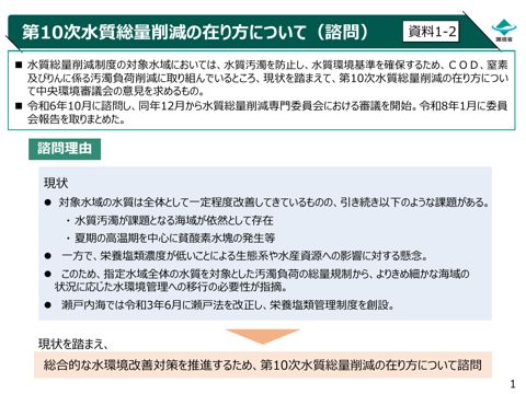 「第10次水質総量削減の在り方について（総量削減専門委員会報告）」の概要