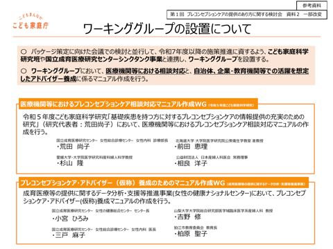 参考資料 ワーキンググループの設置について
