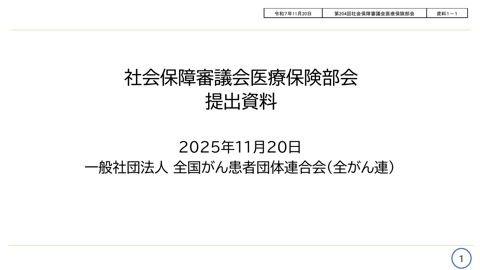 【資料１－１】全国がん患者団体連合会提出資料［PDF形式：838KB］