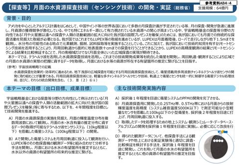 「月面の水資源探査技術（センシング技術）の開発・実証」に関する概要資料の改定案