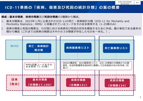 資料3】「疾病、傷害及び死因の統計分類」（ICD-11準拠）案の概要