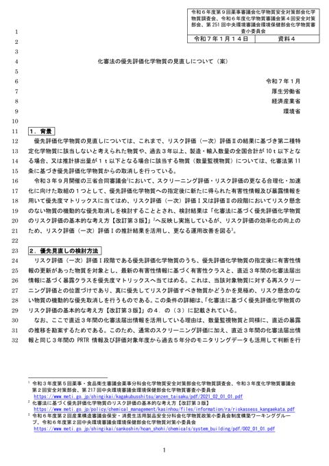資料4 化審法の優先評価化学物質の見直しについて(案)