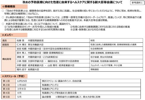 攻めの予防医療に向けた性差に由来するヘルスケアに関する副大臣等会議について