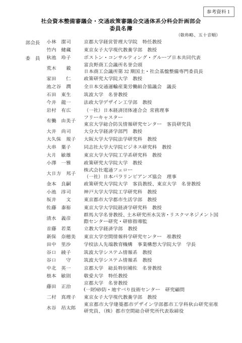 【参考資料1】計画部会委員名簿