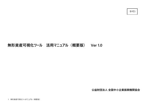 無形資産可視化ツール 活用マニュアル（概要版） Ver1.0 の表紙