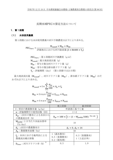 参考資料15-3 長期水域PECの算定方法について