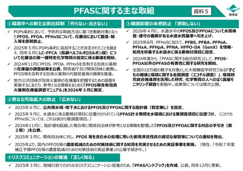 PFASの最近の対応状況について