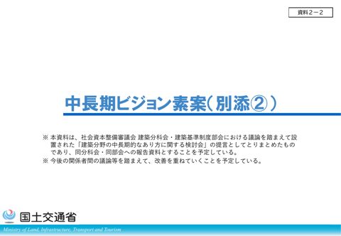 資料2-2_建築分野の中長期的なビジョン（仮称）の素案【別添[2]】 の表紙