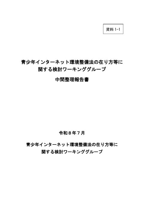 資料1-1 青少年インターネット環境整備法の在り方等に関する検討ワーキンググループ中間整理報告書