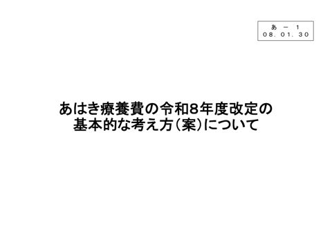あ－１ あはき療養費の令和８年度改定の基本的な考え方（案）について［PDF形式：2.6MB］