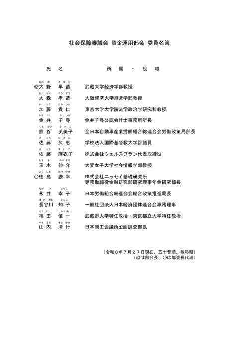 資金運用部会委員名簿［PDF形式：54KB］