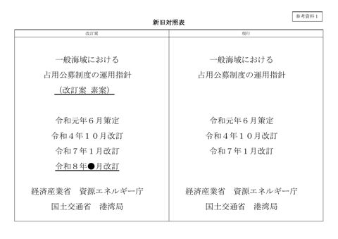 【参考資料１】一般海域における占用公募制度の運用指針（新旧対照表）