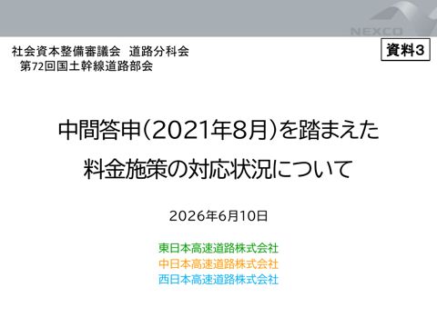 【資料３】東日本、中日本、西日本高速道路（株） 提出資料