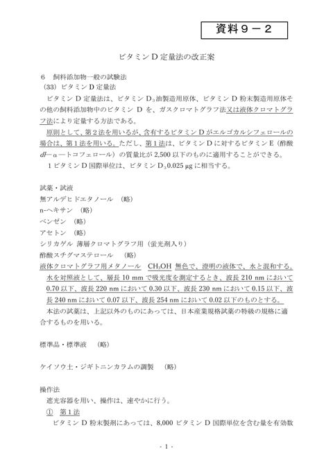 ビタミンD定量法の改正（案）