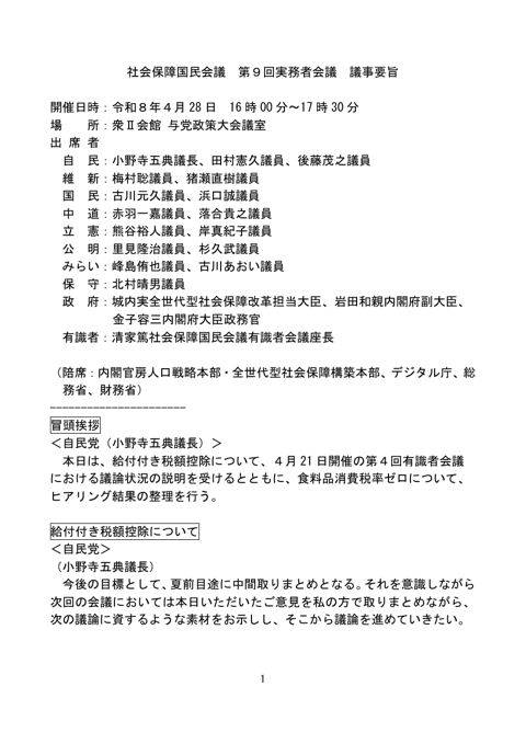 議事要旨 の表紙
