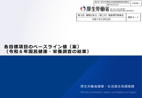 【参考資料１】各目標項目のベースライン値（案）［873KB］ の表紙