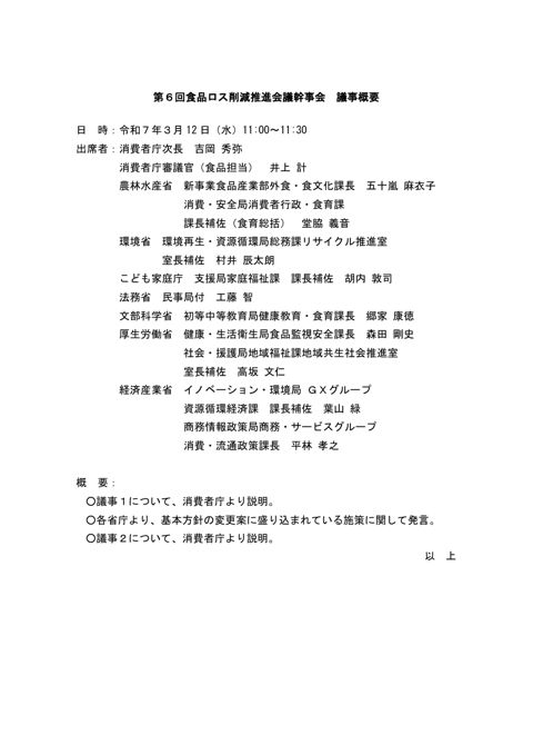 議事概要 の表紙