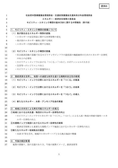 【資料６】モビリティ・エネリンク構想の基本方針に関する中間報告（骨子案）