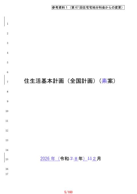 【参考資料1】住生活基本計画（全国計画）（案）（第67回住宅宅地分科会からの変更）