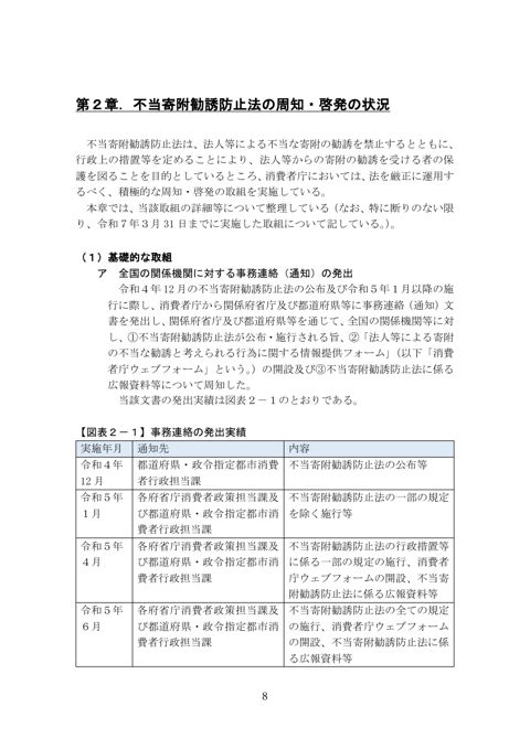 <資料1>(分割版:第2章)不当寄附勧誘防止法の施行状況について